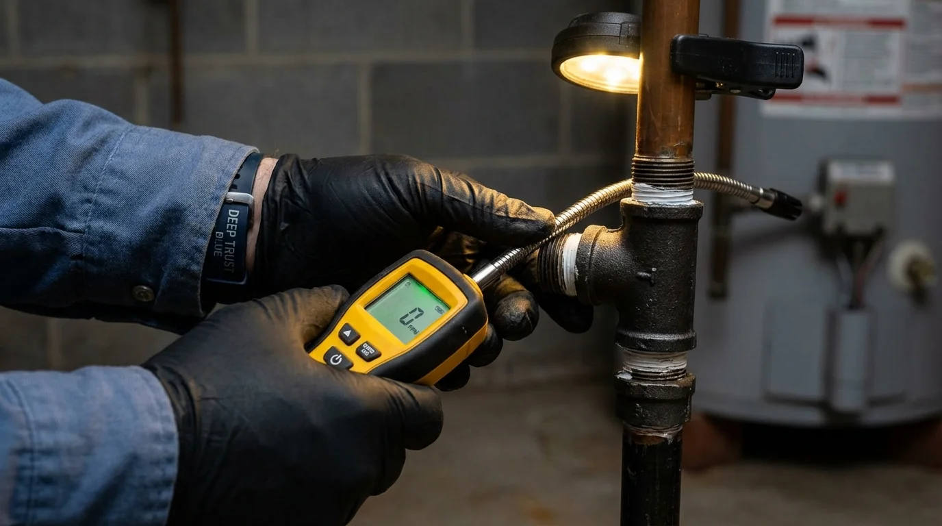 Gas leak detection with electronic sniffer by Johns Plumbing LLC in Plattsburg
