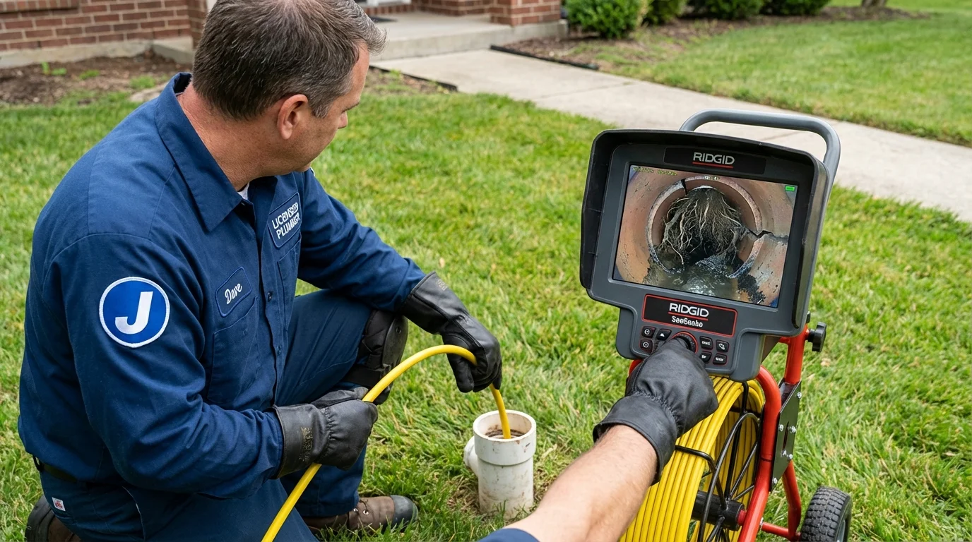 Sewer camera inspection being performed by Johns Plumbing LLC in Plattsburg